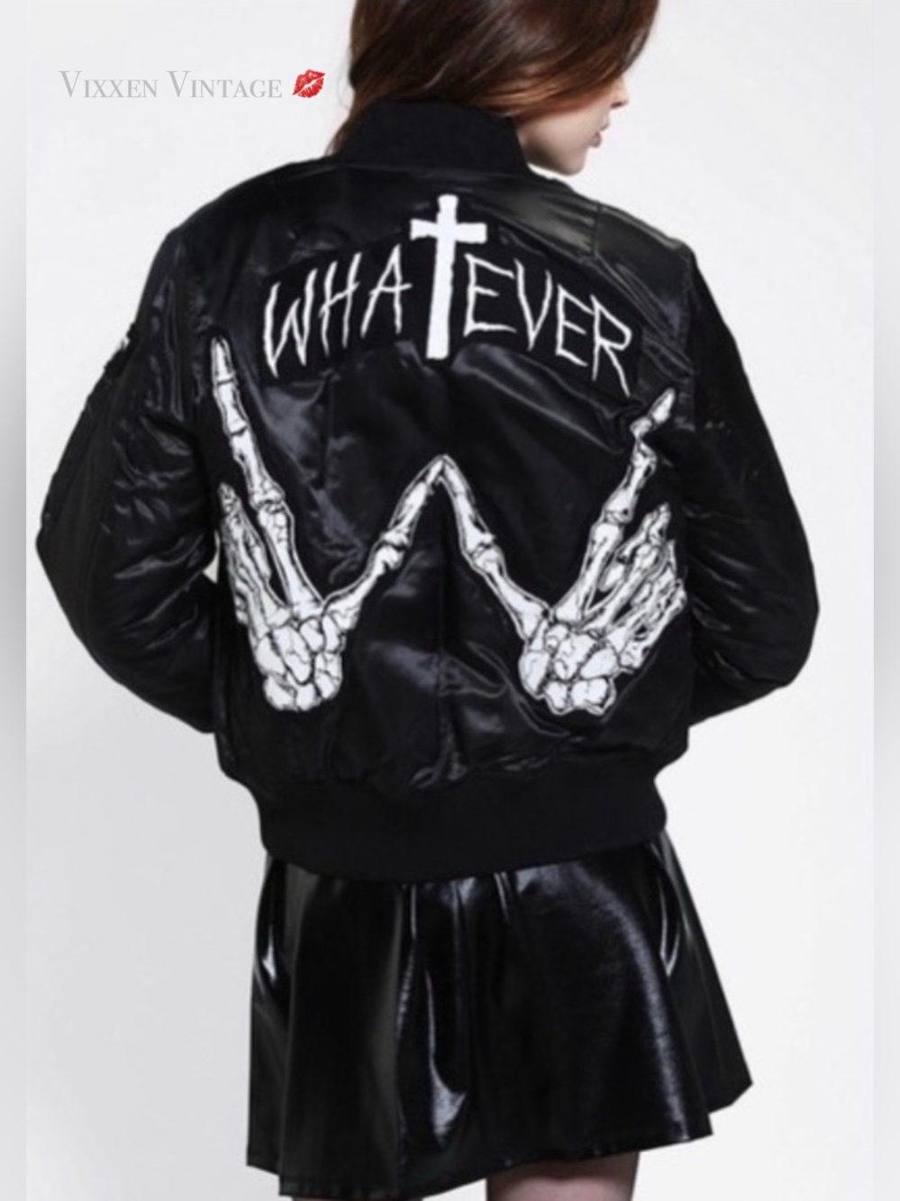 UNIF X URBAN OUTFITTERS 'MA-1 WHATEVER BOMBER JACKET' IN BLACK